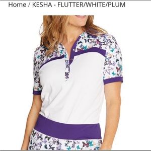 GGBlue Kesha Butterfly Plum White Golf Polo